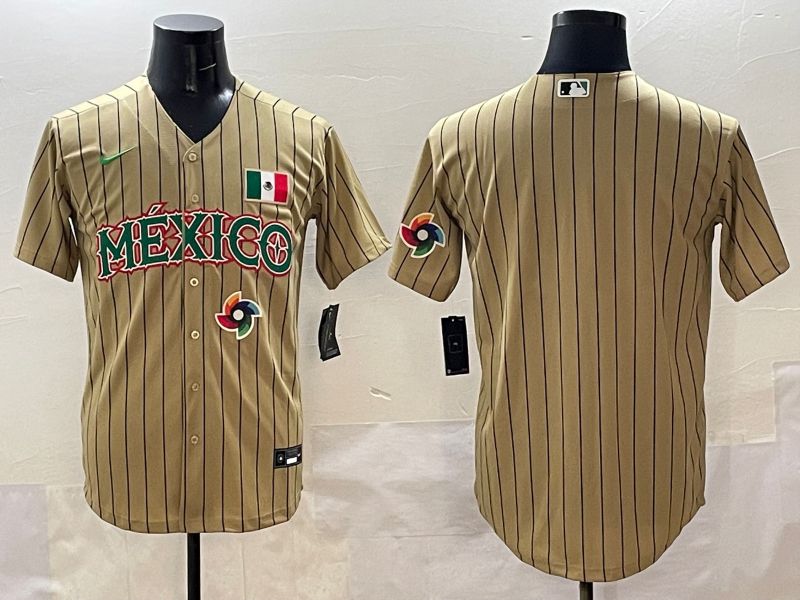 Men Mexico Blank Brown Stripe Joint Name 2025 Nike MLB Jersey style 4->more jerseys->MLB Jersey